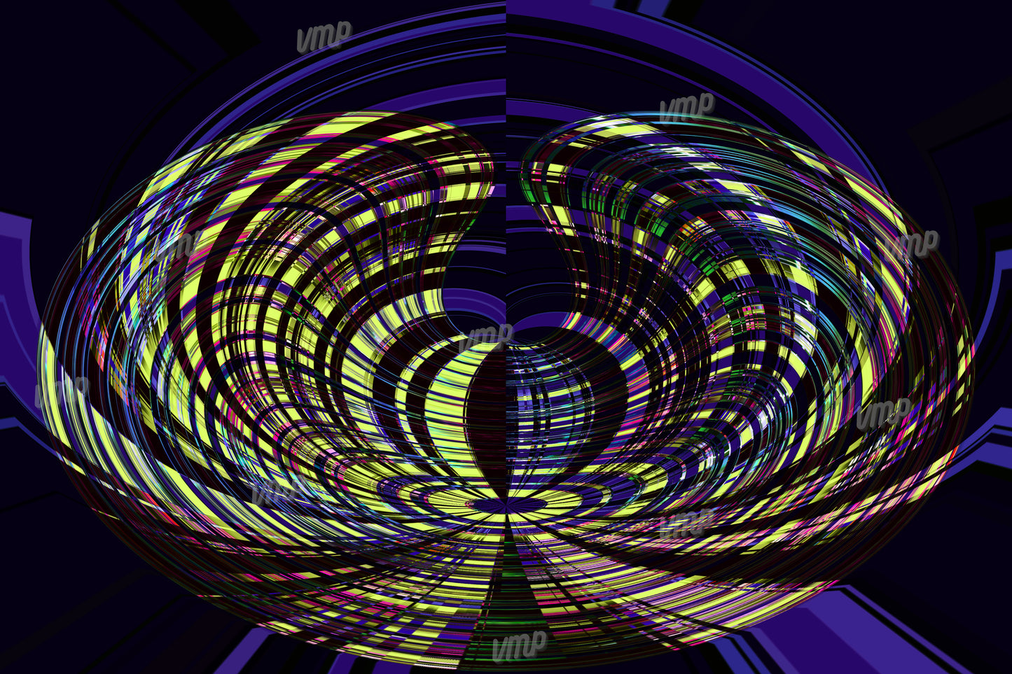 Mélange de couleur – création photographique abstraite aux [dominante de jaune, violet, art moderne par Martine Viton
